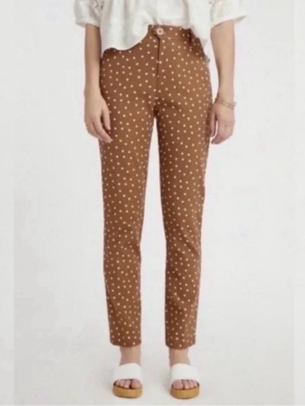 Anthropologie Brown Polka Dot Slim Ankle Pants